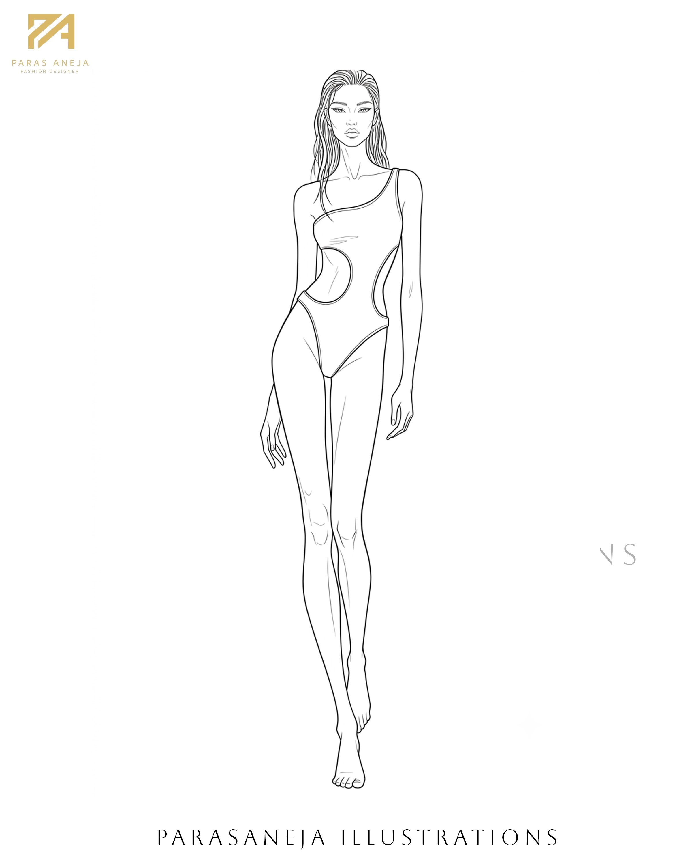 Basic fashion sketch before digital rendering